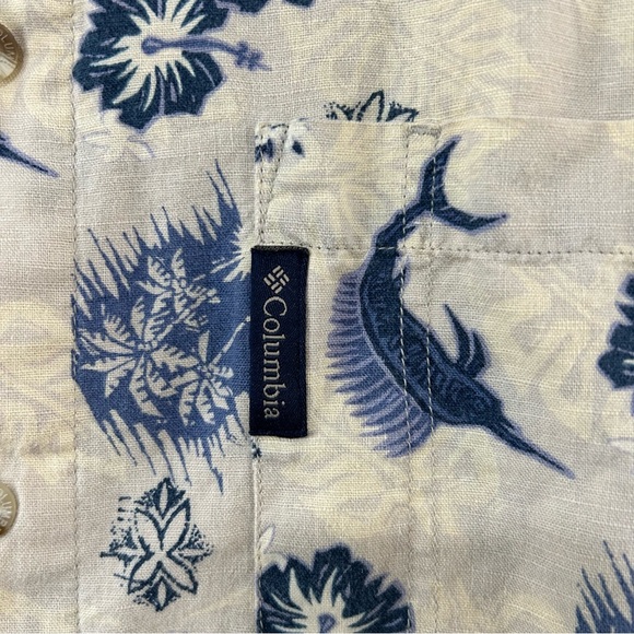 Columbia Aloha Shirt Mens XL Short Sleeve Linen Blend Button Up Hawaiian - Picture 4 of 8